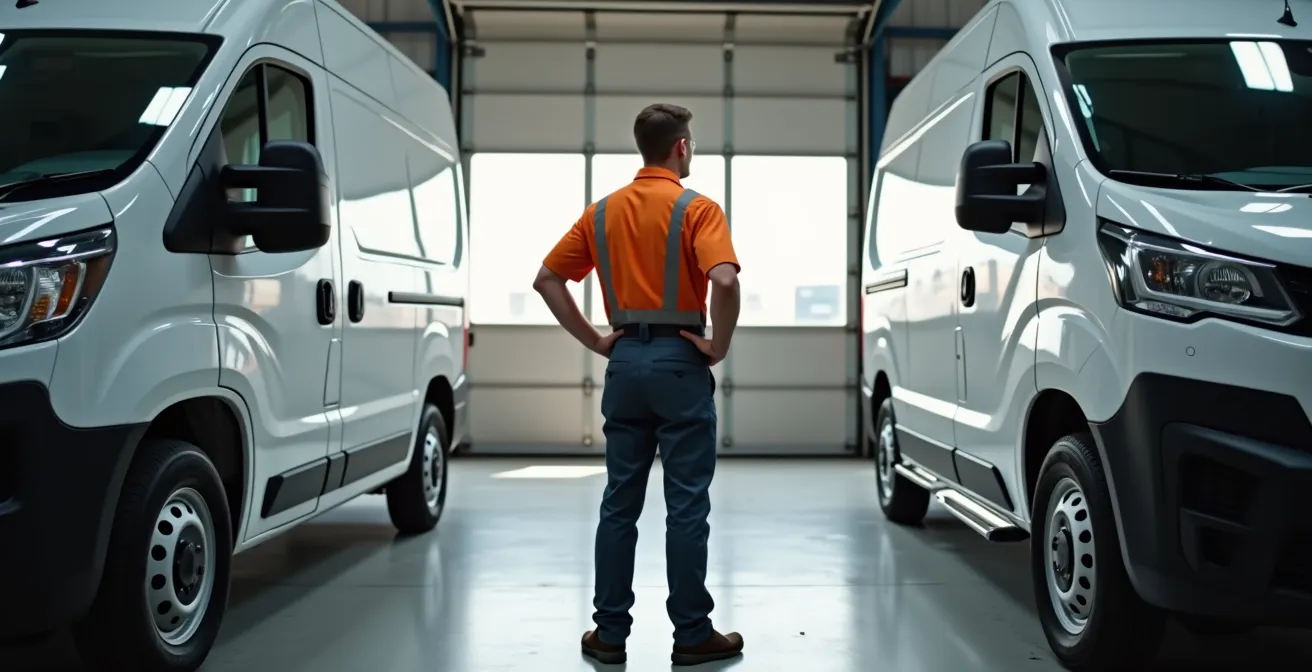 Comparaison visuelle entre utilitaire hybride et électrique pour les professionnels