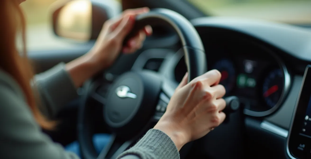 Mains positionnées correctement sur le volant pendant la conduite