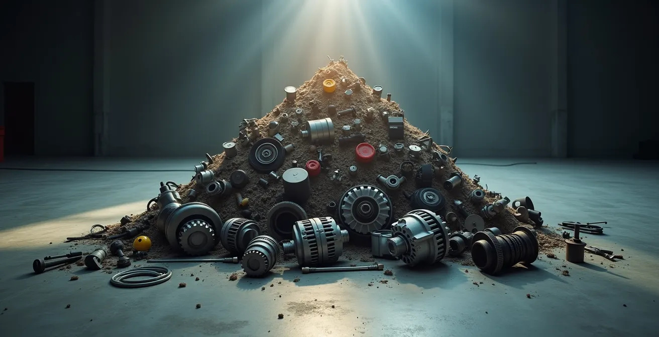 Pyramide visuelle des niveaux de risque pour les pièces automobiles de réemploi