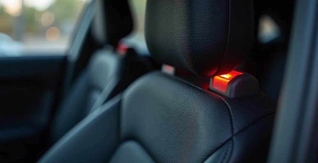 Détail macro d'un système de réglage lombaire intégré dans un siège auto